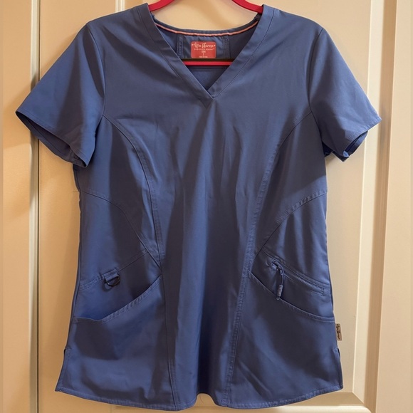 ava therese Tops - Blue V-Neck Scrub Top